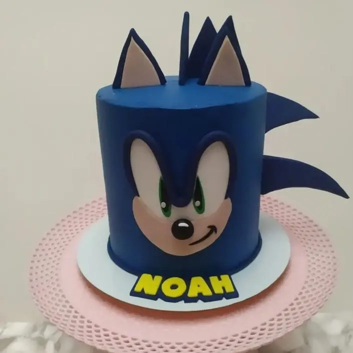 Pastel personalizado, para fiesta infantil, tematica de Sonic, detalles en Fondant,  elaborado por  Pasteleria Capital Tarta 