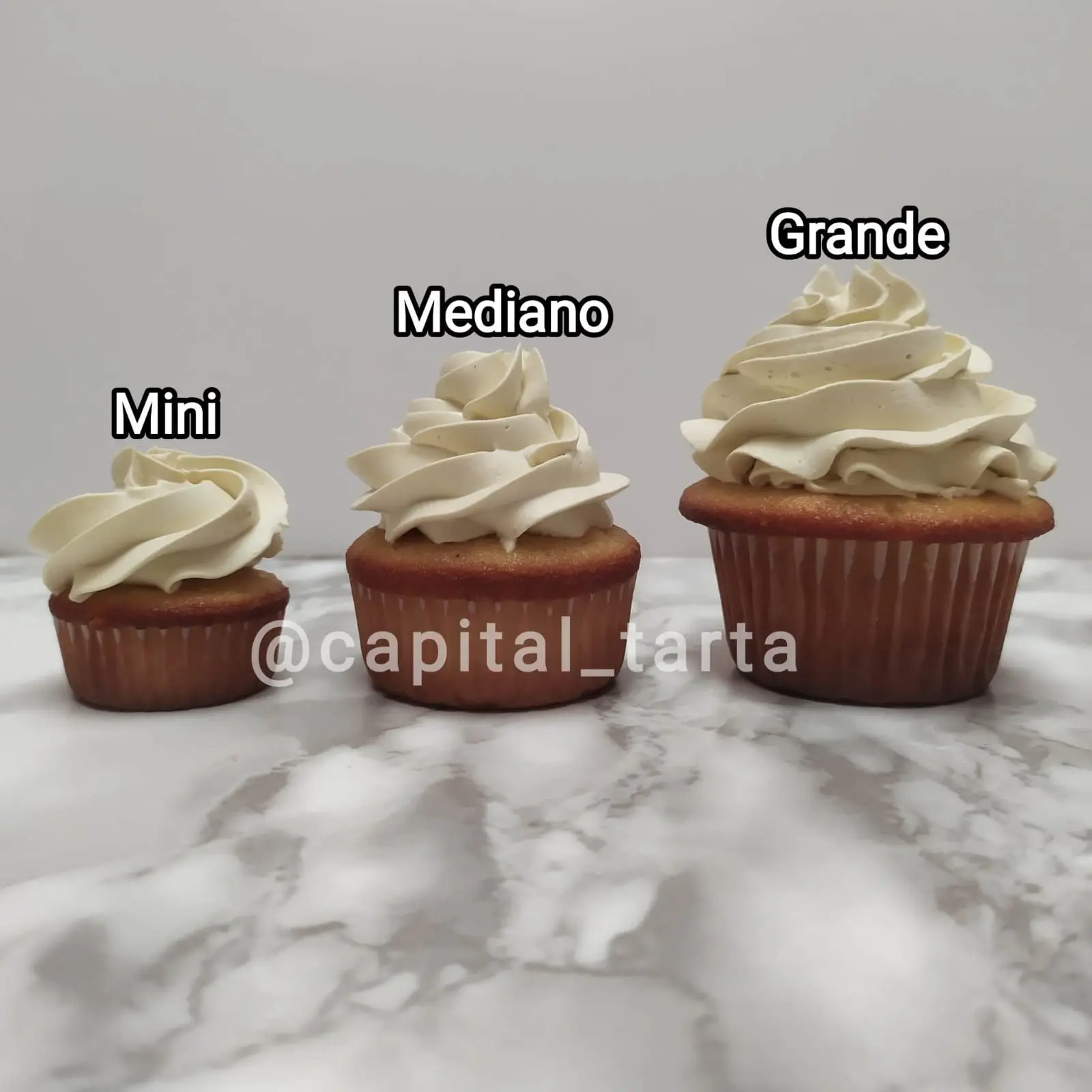 Tamaño de los cupcakes de la pasteleria Capital Tarta 